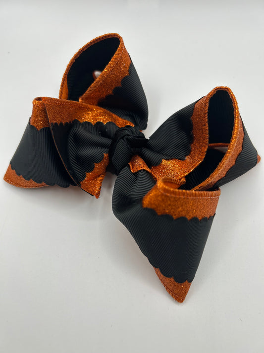 5” orange glitter + black wavy